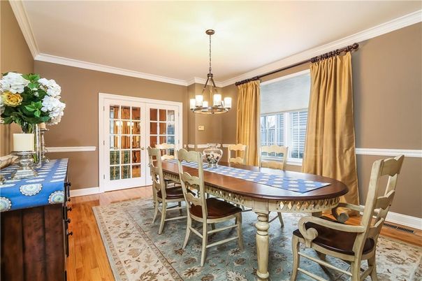 Chandelier, Dining room, Interior, Wood Texture Flooring
