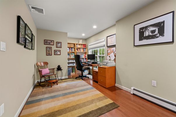 Home Office, Interior, Recessed Lighting, Wood Texture Flooring