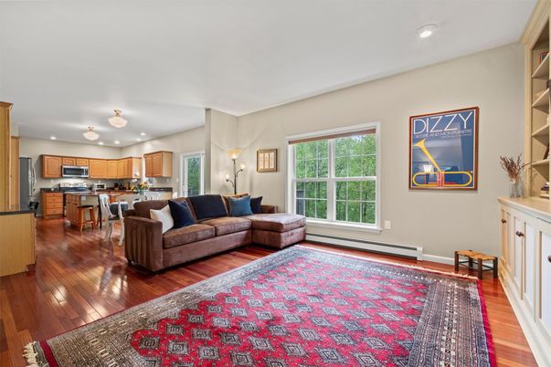 Interior, Kitchen, Living room, Recessed Lighting, Stainless Steel Appliances, Wood Texture Flooring