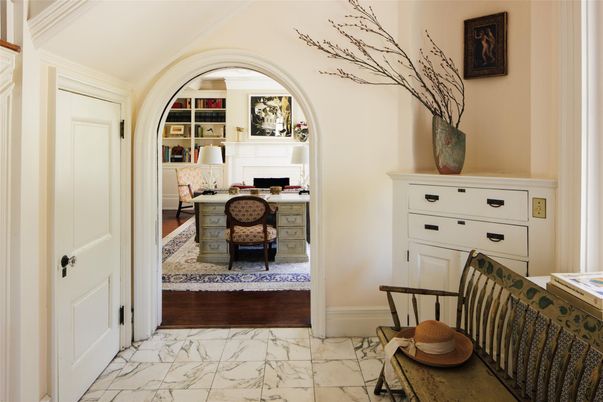 Fireplace, Home Office, Interior, Marble