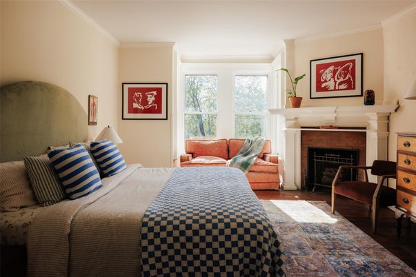 Bedroom, Fireplace, Interior, Wood Texture Flooring