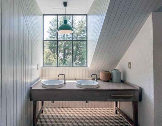 Bathroom, Dual Sink Vanities, Interior, Pendant Lights