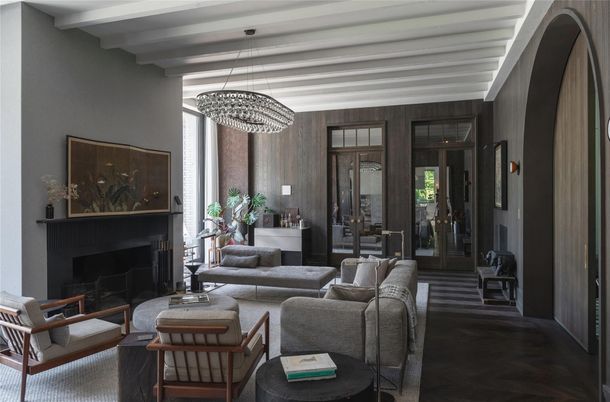 Chandelier, Fireplace, Interior, Living room, Pendant Lights