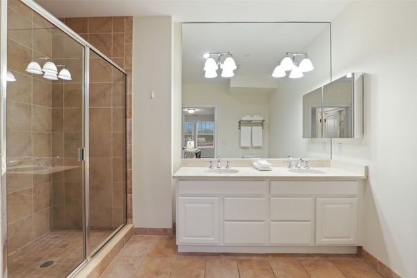 Bathroom, Dual Sink Vanities, Glass Shower, Interior