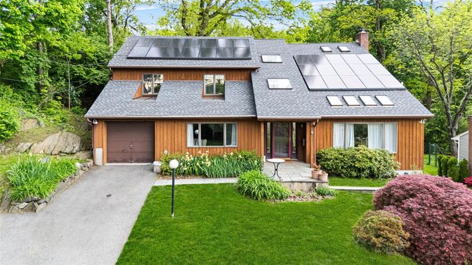 Attached, Exterior, Facade, Solar Panels, Farmhouse