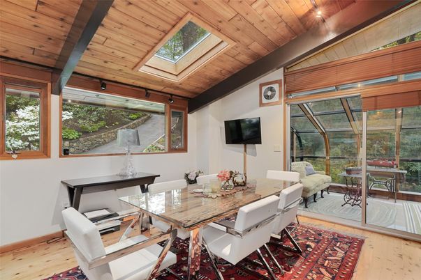 Dining room, Glass Ceilings, Interior, Sun Room, Wooden Ceilings, Wood Texture Flooring