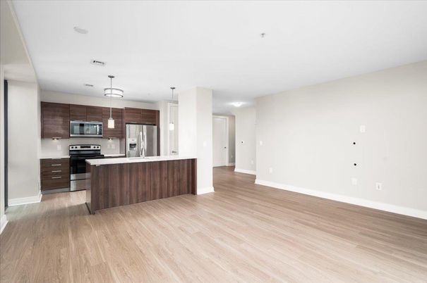 Interior, Kitchen, Pendant Lights, Stainless Steel Appliances, Wood Texture Flooring