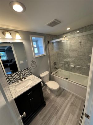 Bathroom, Glass Shower, Interior, Recessed Lighting