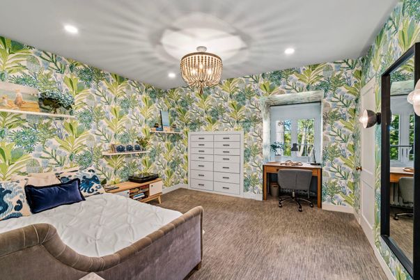 Chandelier, Home Office, Interior, Recessed Lighting