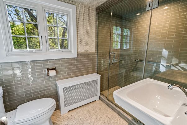 Bathroom, Glass Shower, Interior, Recessed Lighting