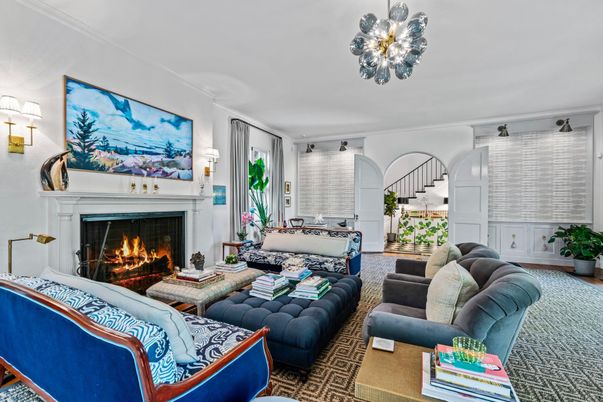 Fireplace, Interior, Living room, Pendant Lights