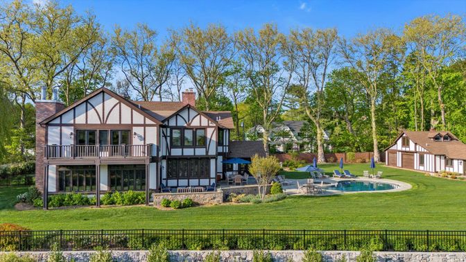 Backyard, Exterior, Facade, Pool, Tudor Revival