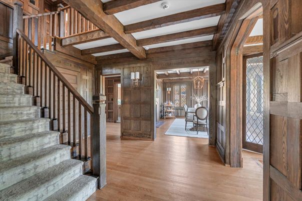 Dining room, Interior, Wooden Beams, Wood Texture Flooring, Wooden Walls