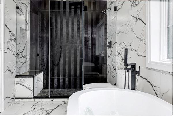 Bathroom, Glass Shower, Interior, Marble, Marble Walls