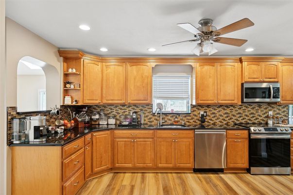 Interior, Kitchen, Recessed Lighting, Wood Texture Flooring