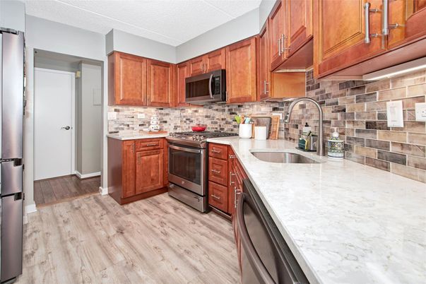 Interior, Kitchen, Stainless Steel Appliances, Wood Texture Flooring