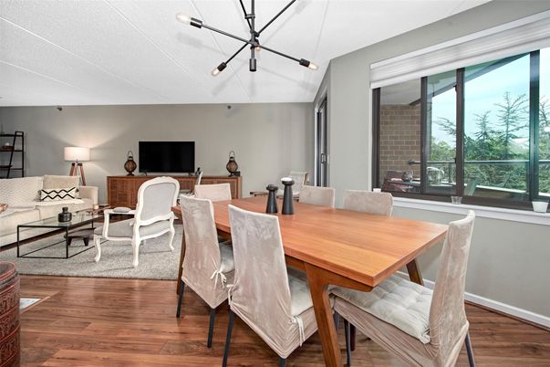Dining room, Interior, Living room, Pendant Lights, Wood Texture Flooring