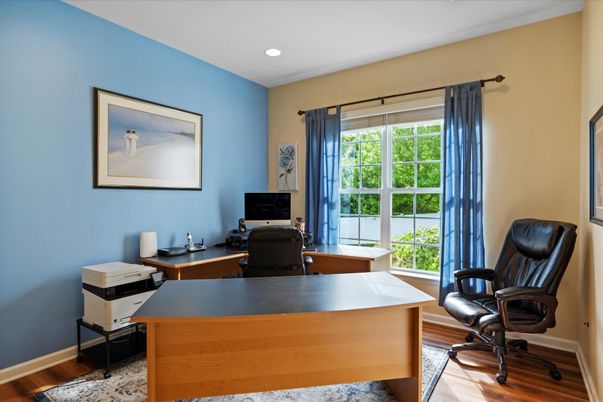 Home Office, Interior, Recessed Lighting, Wood Texture Flooring
