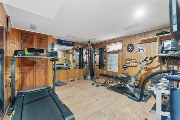 Fitness Equipment, Interior, Wood Texture Flooring, Wooden Walls