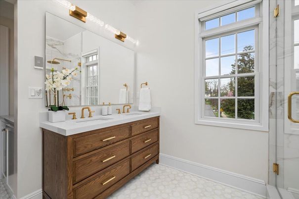 Bathroom, Dual Sink Vanities, Glass Shower, Interior