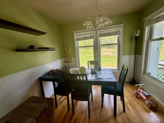 Chandelier, Dining room, Interior, Wood Texture Flooring