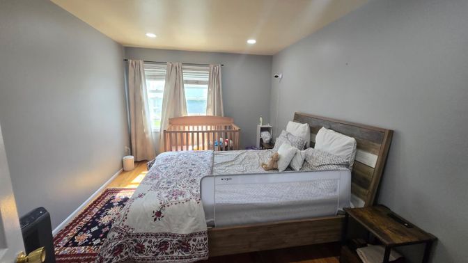 Bedroom, Interior, Recessed Lighting, Water, Wood Texture Flooring