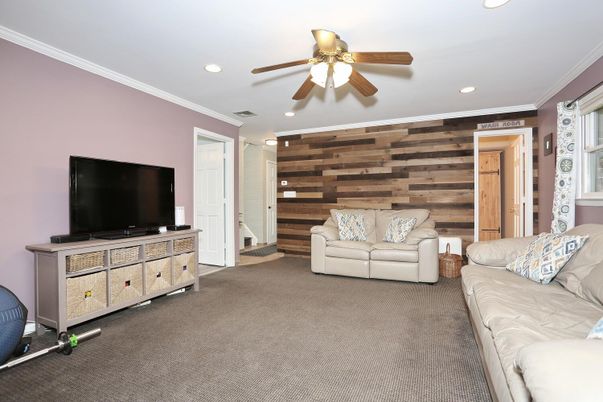 Interior, Living room, Recessed Lighting, Wooden Walls