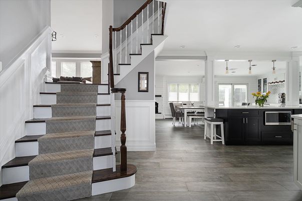 Dining room, Interior, Kitchen, Pendant Lights, Recessed Lighting, Wood Texture Flooring