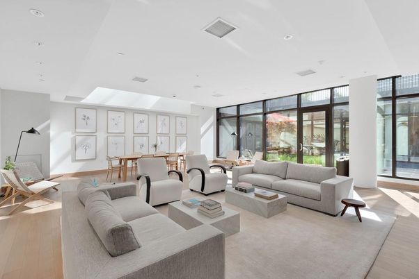 Dining room, Interior, Living room, Recessed Lighting, Wood Texture Flooring