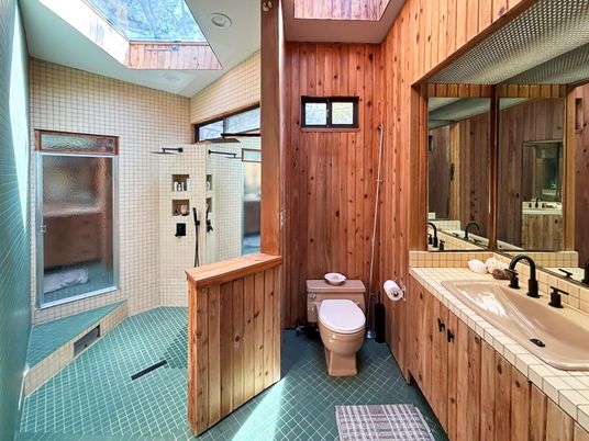 Bathroom, Interior, Tile Countertops, Wooden Walls