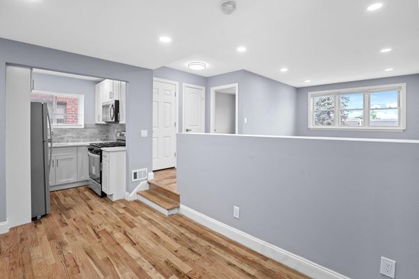 Interior, Kitchen, Recessed Lighting, Wood Texture Flooring