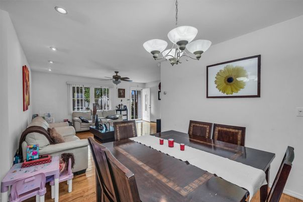 Chandelier, Dining room, Interior, Living room, Recessed Lighting, Wood Texture Flooring