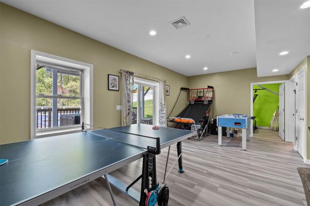 Game Room, Interior, Recessed Lighting, Wood Texture Flooring