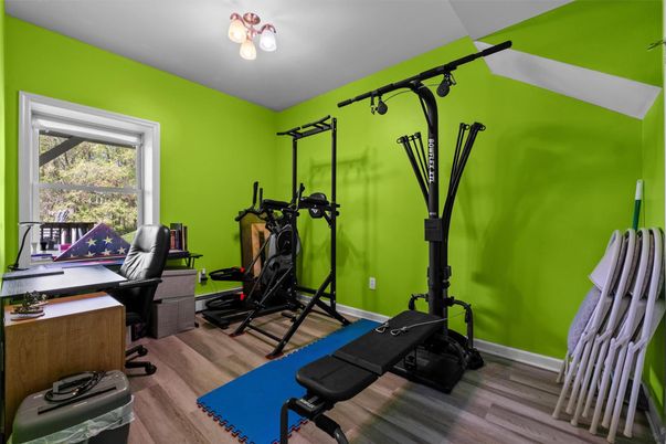Fitness Equipment, Home Office, Interior, Wood Texture Flooring