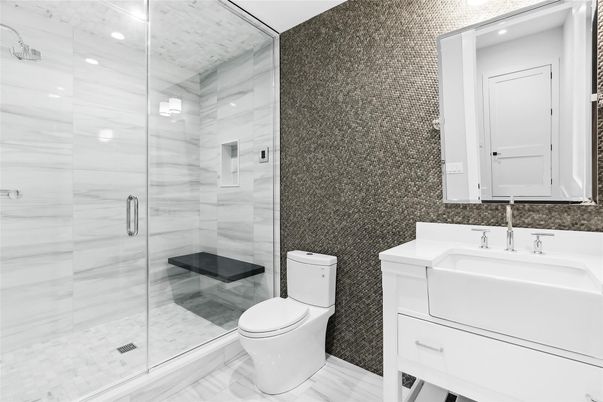 Bathroom, Glass Shower, Interior, Recessed Lighting