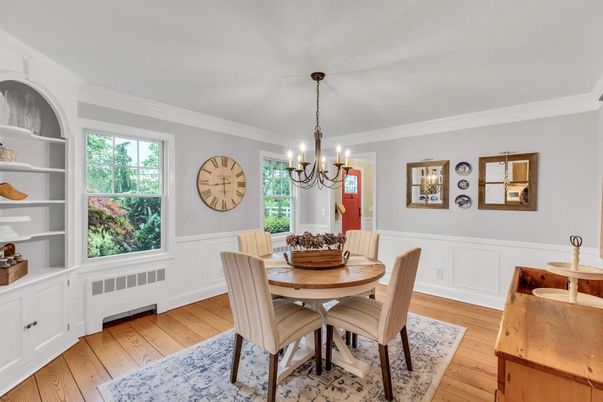 Chandelier, Dining room, Interior, Wood Texture Flooring