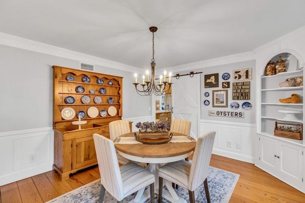 Chandelier, Dining room, Interior, Wood Texture Flooring