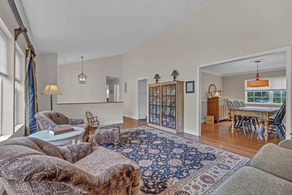 Dining room, Interior, Living room, Pendant Lights, Wood Texture Flooring