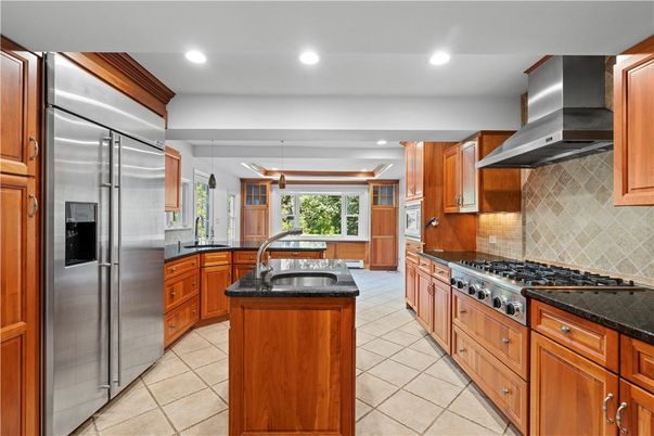 Interior, Kitchen, Pendant Lights, Recessed Lighting, Stainless Steel Appliances, Tile Countertops
