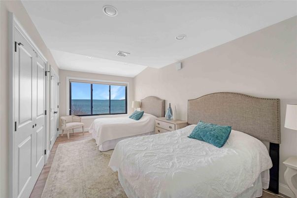 Bedroom, Interior, Recessed Lighting, Water, Wood Texture Flooring