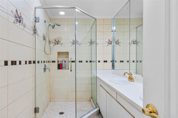 Bathroom, Glass Shower, Interior, Recessed Lighting