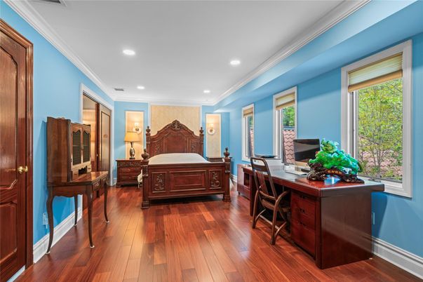 Bedroom, Home Office, Interior, Recessed Lighting, Wood Texture Flooring