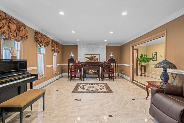 Fireplace, Interior, Piano, Recessed Lighting