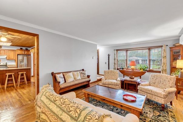 Interior, Kitchen, Living room, Stainless Steel Appliances, Wood Texture Flooring