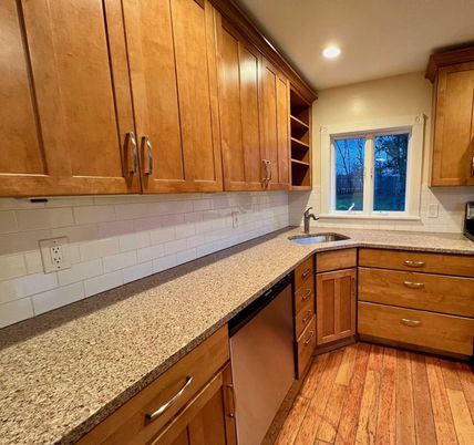 Interior, Kitchen, Recessed Lighting, Wood Texture Flooring