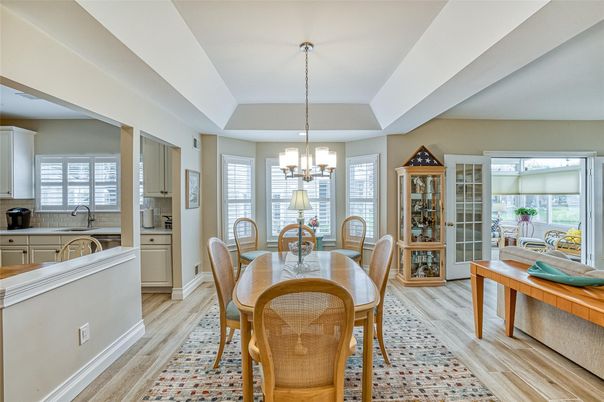 Chandelier, Dining room, Interior, Kitchen, Pendant Lights, Wood Texture Flooring