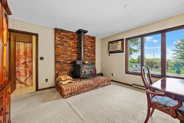 Fireplace, Home Office, Interior, Stone Walls