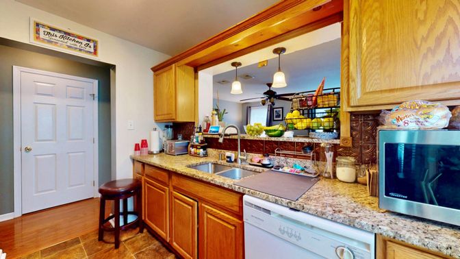 Interior, Kitchen, Pendant Lights, Wood Texture Flooring