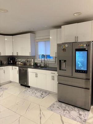 Interior, Kitchen, Marble, Recessed Lighting, Stainless Steel Appliances