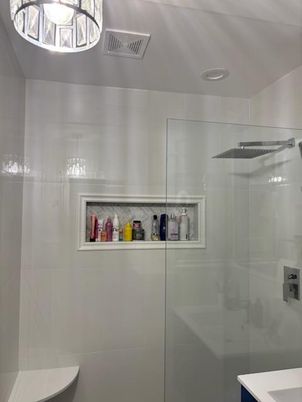 Bathroom, Glass Shower, Interior, Recessed Lighting